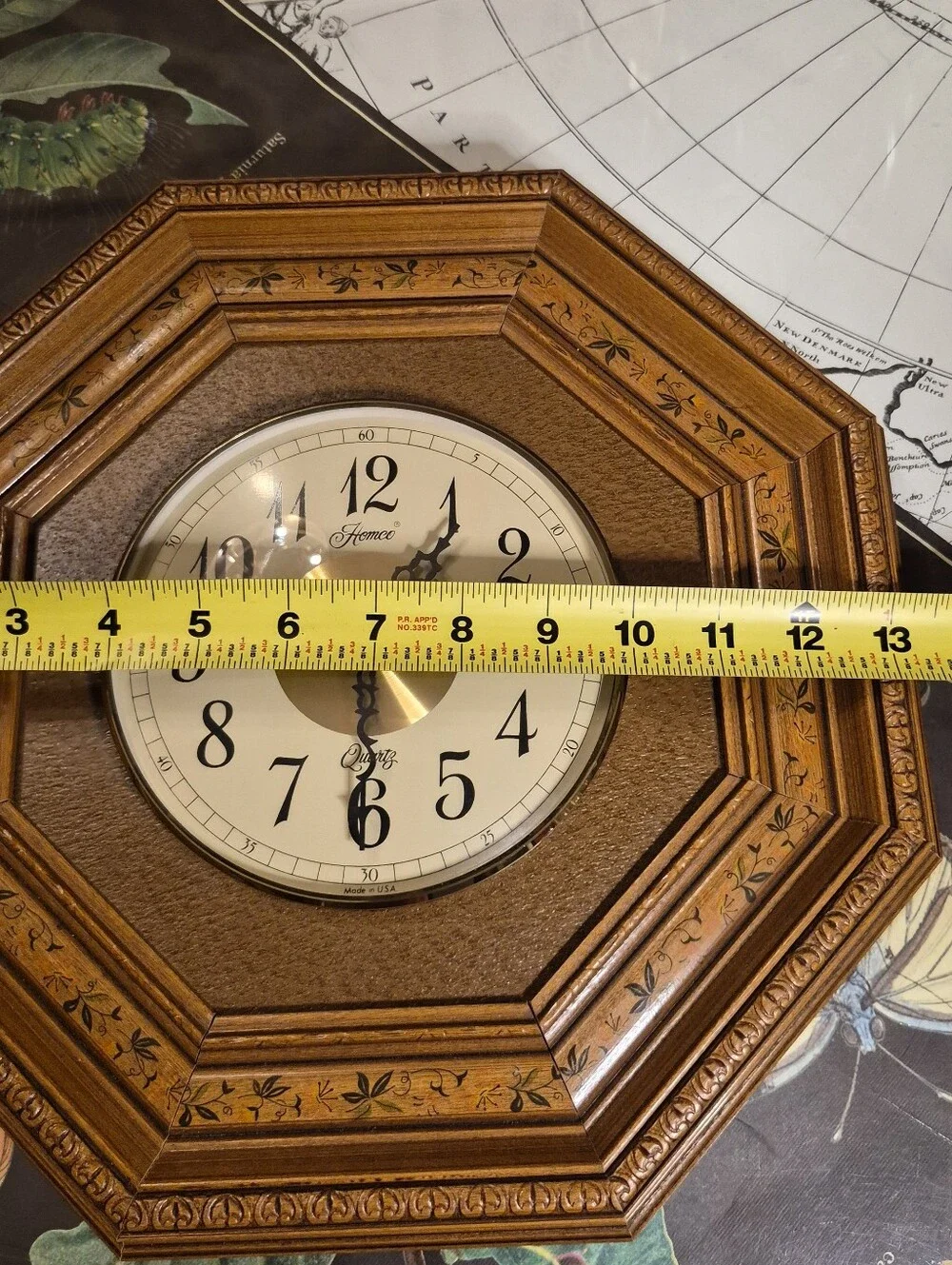 Oak Octagonal Wall Clock in Brown HOMCO